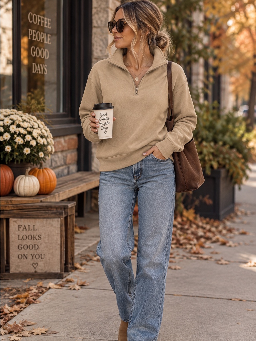 Banana Republic Tan Quarter Zip Sweater | 84% Cotton | Size S